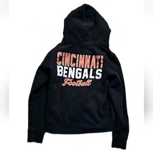 Cincinnati Bengals NFL Hoodie Y2k Full Zip Womens M Black Football Tiger Logo
